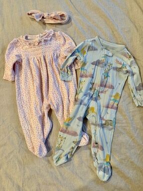 Zipper Jumpsuit and Snaps Pajamas Burt's Bees & Little Me 3-6M